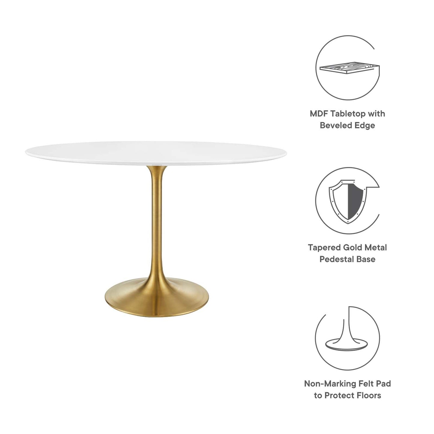 Lippa 48" Oval Wood Dining Table Gold White EEI-3215-GLD-WHI