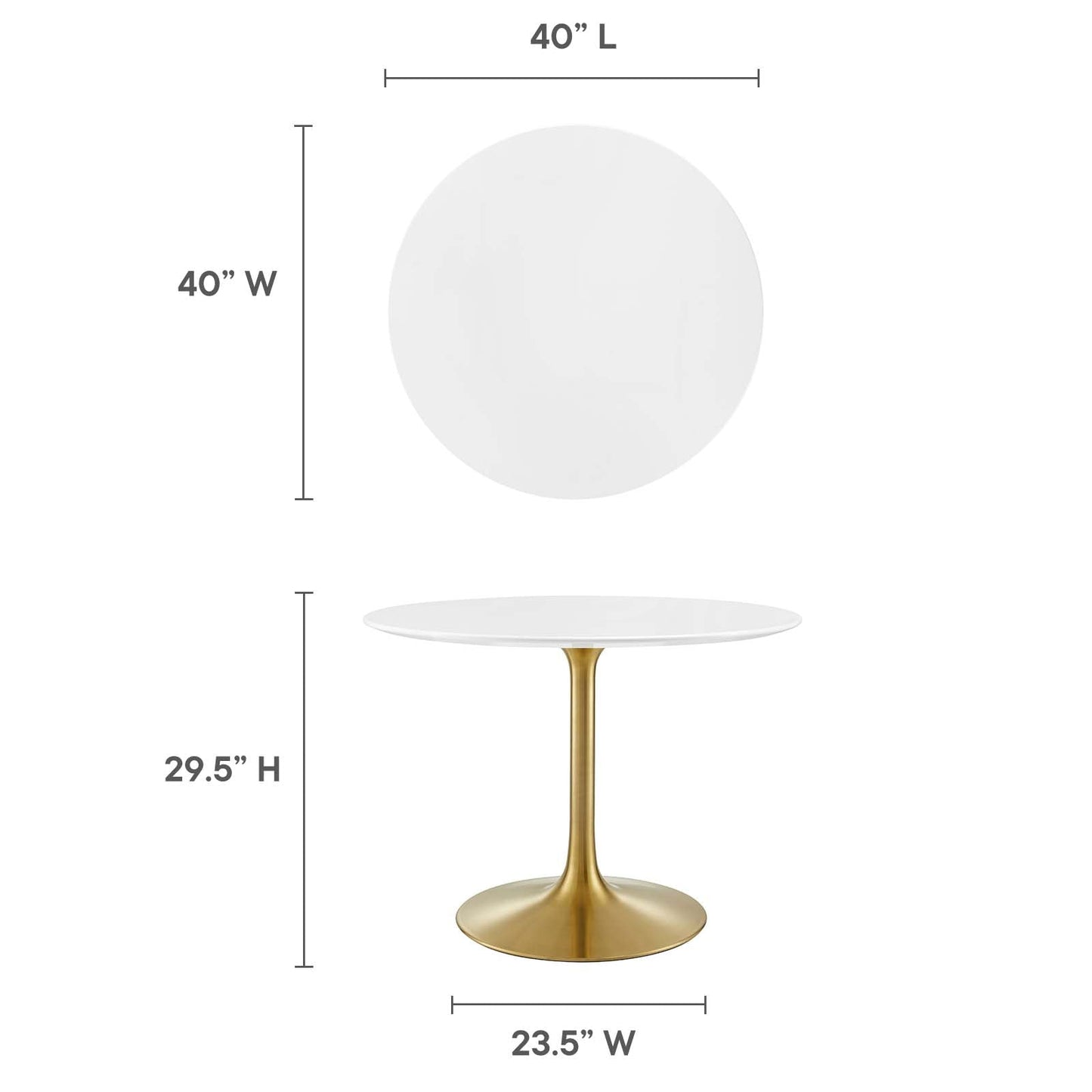 Lippa 40" Round Wood Dining Table Gold White EEI-3226-GLD-WHI