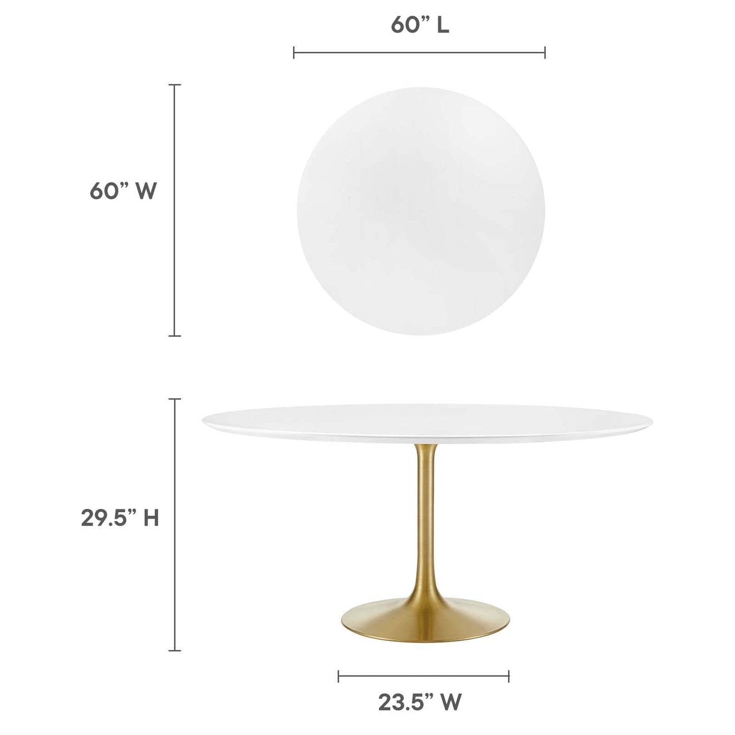 Lippa 60" Round Wood Dining Table Gold White EEI-3229-GLD-WHI