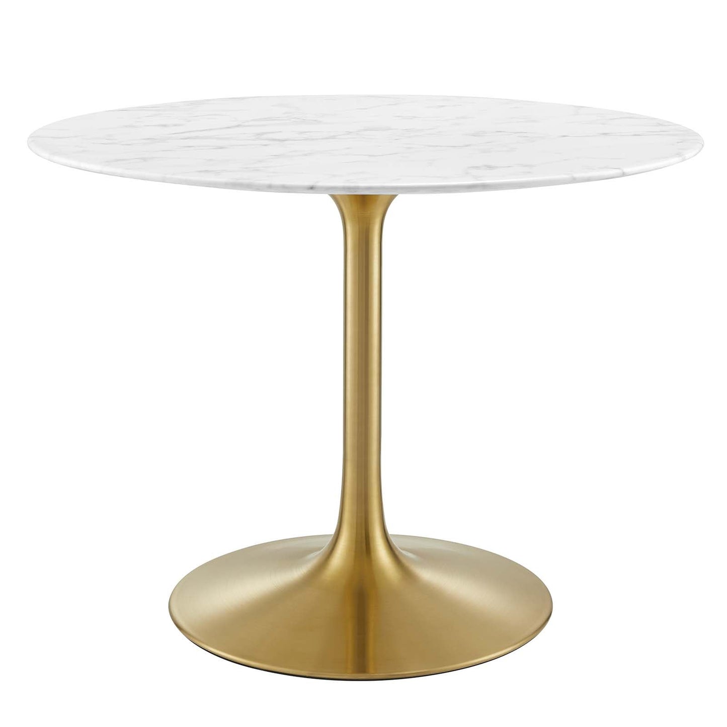 Lippa 40" Round Artificial Marble Dining Table Gold White EEI-3231-GLD-WHI