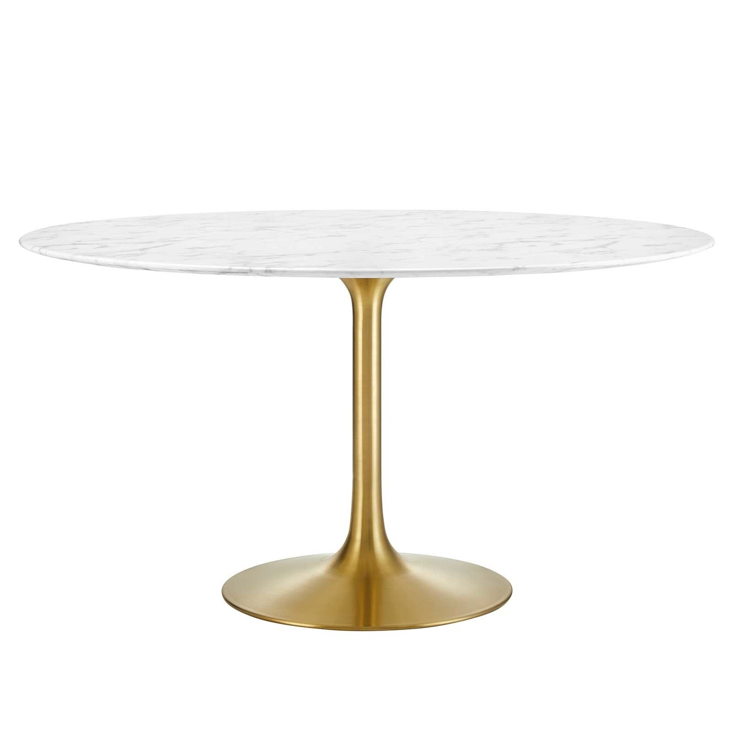 Lippa 54" Round Artificial Marble Dining Table Gold White EEI-3233-GLD-WHI