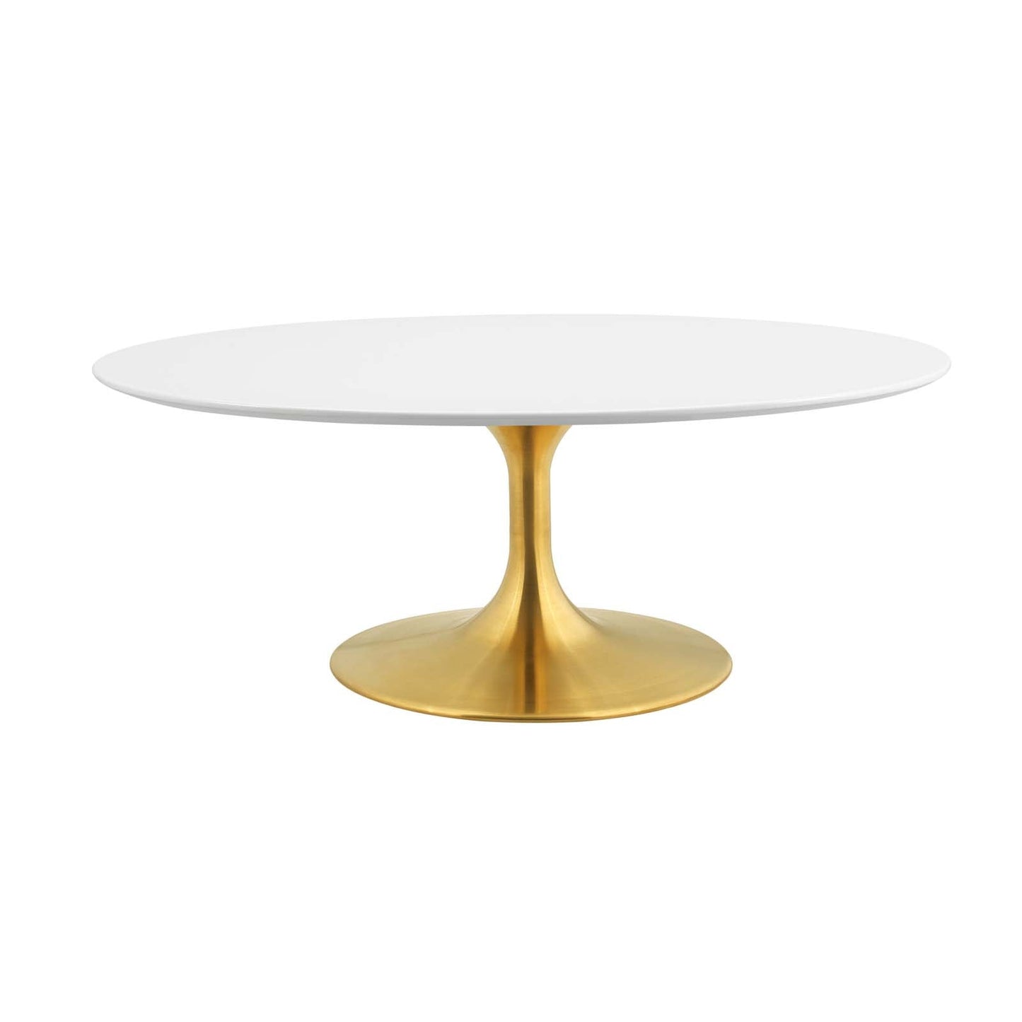 Lippa 42" Oval-Shaped Wood Top Coffee Table Gold White EEI-3248-GLD-WHI