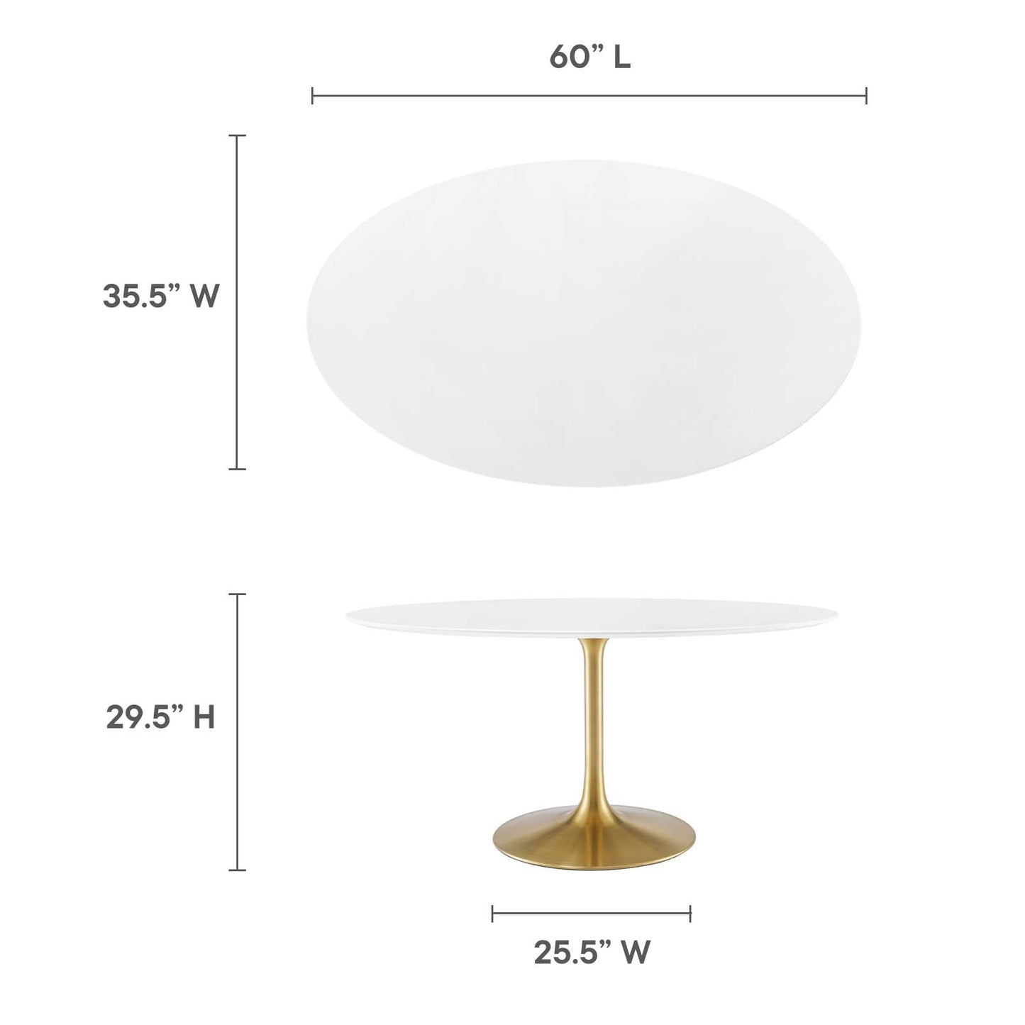 Lippa 60" Oval Wood Dining Table Gold White EEI-3254-GLD-WHI