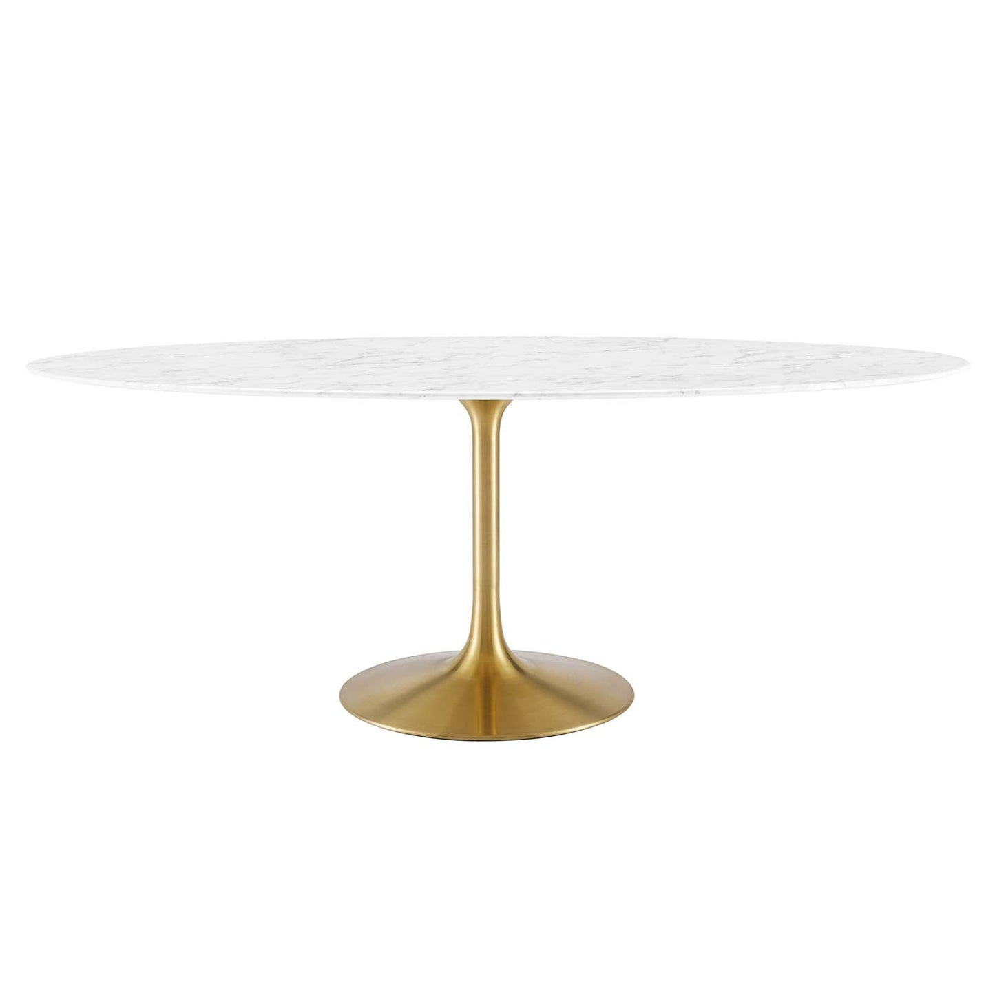 Lippa 78" Oval Artificial Marble Dining Table Gold White EEI-3257-GLD-WHI