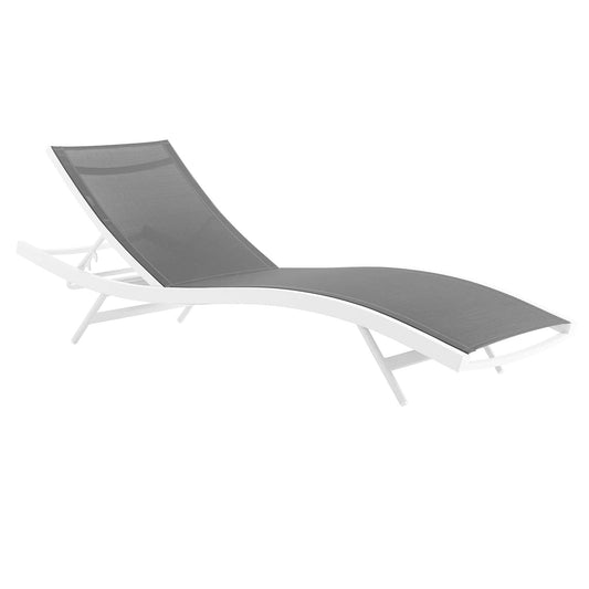 Glimpse Outdoor Patio Mesh Chaise Lounge Chair White Gray EEI-3300-WHI-GRY