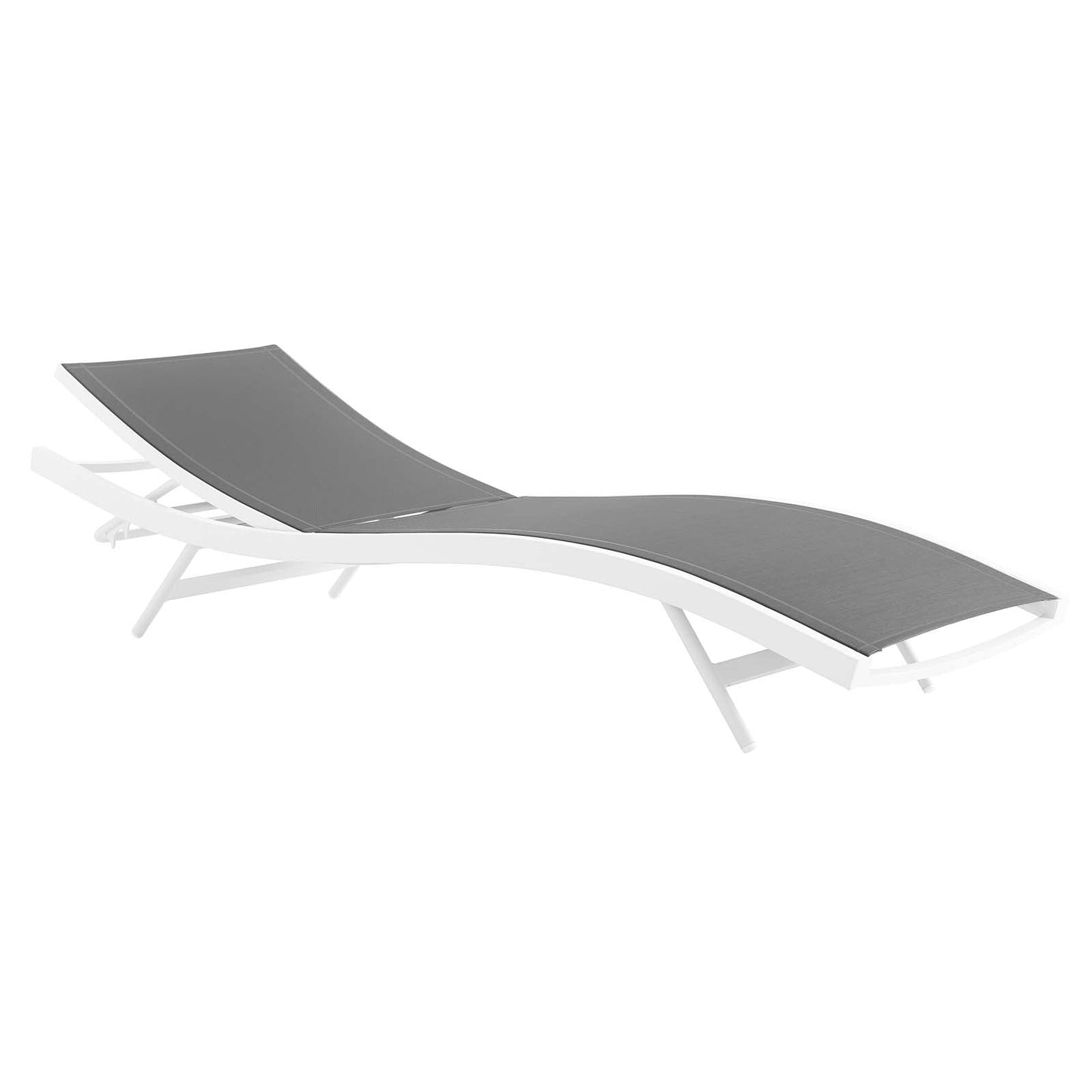 Glimpse Outdoor Patio Mesh Chaise Lounge Chair White Gray EEI-3300-WHI-GRY