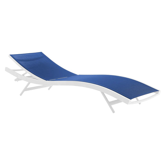 Glimpse Outdoor Patio Mesh Chaise Lounge Chair White Navy EEI-3300-WHI-NAV