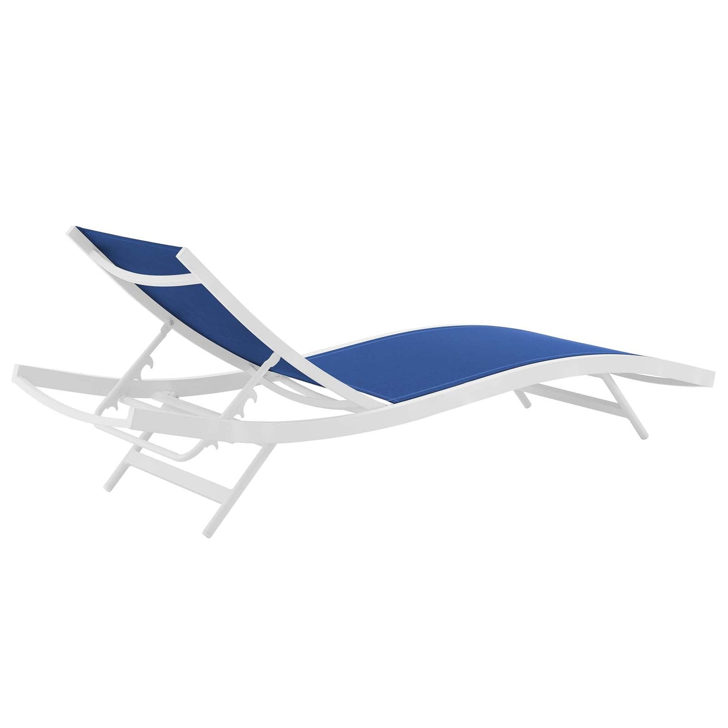 Glimpse Outdoor Patio Mesh Chaise Lounge Chair White Navy EEI-3300-WHI-NAV