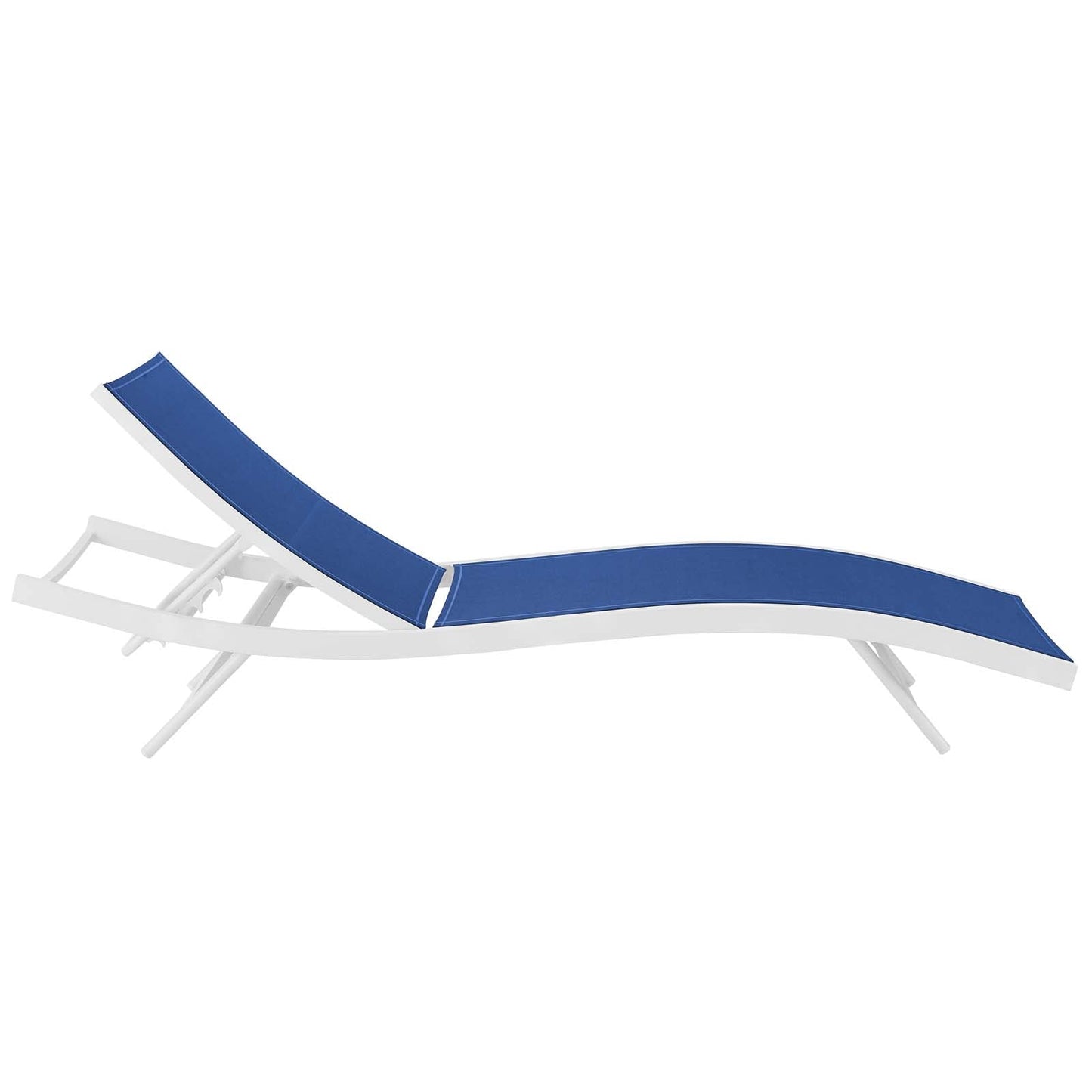 Glimpse Outdoor Patio Mesh Chaise Lounge Chair White Navy EEI-3300-WHI-NAV