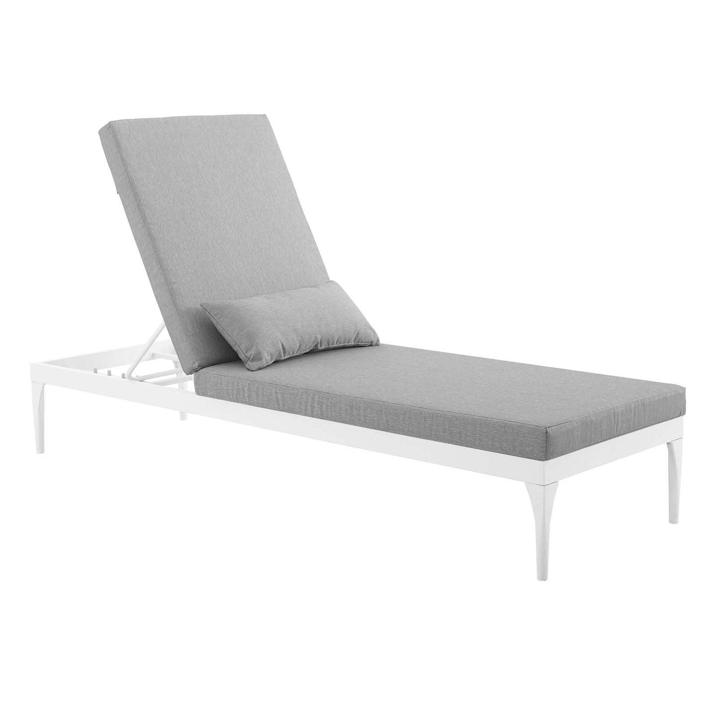 Perspective Cushion Outdoor Patio Chaise Lounge Chair White Gray EEI-3301-WHI-GRY