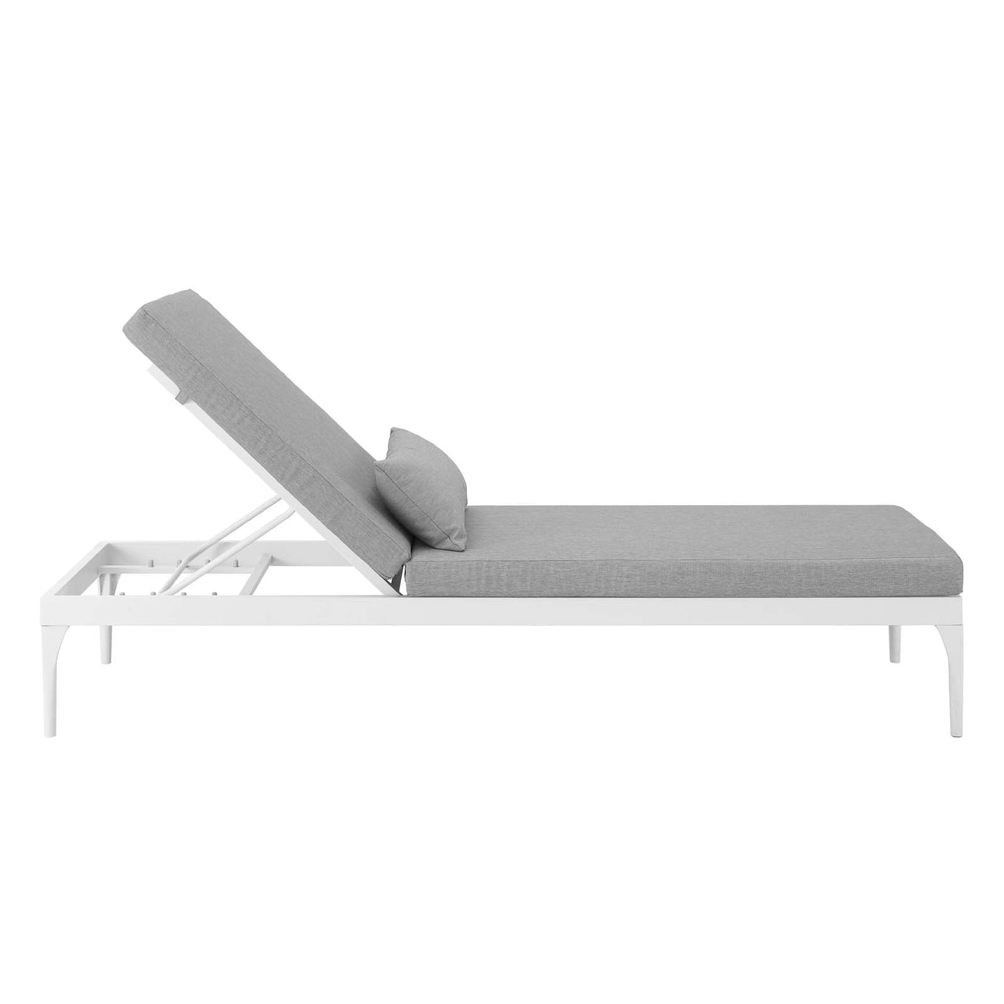 Perspective Cushion Outdoor Patio Chaise Lounge Chair White Gray EEI-3301-WHI-GRY