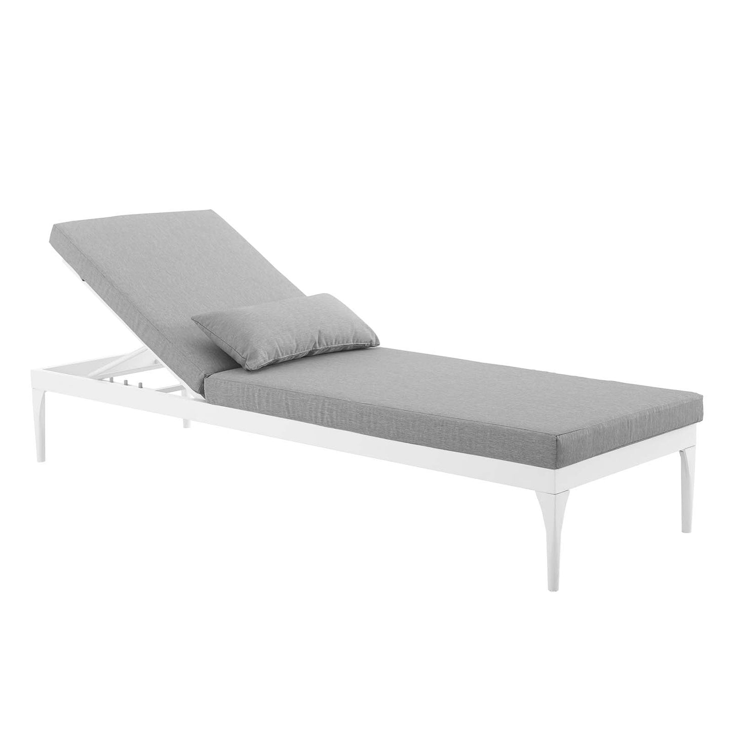 Perspective Cushion Outdoor Patio Chaise Lounge Chair White Gray EEI-3301-WHI-GRY