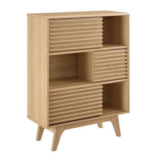 Render Three-Tier Display Storage Cabinet Stand Oak EEI-3343-OAK