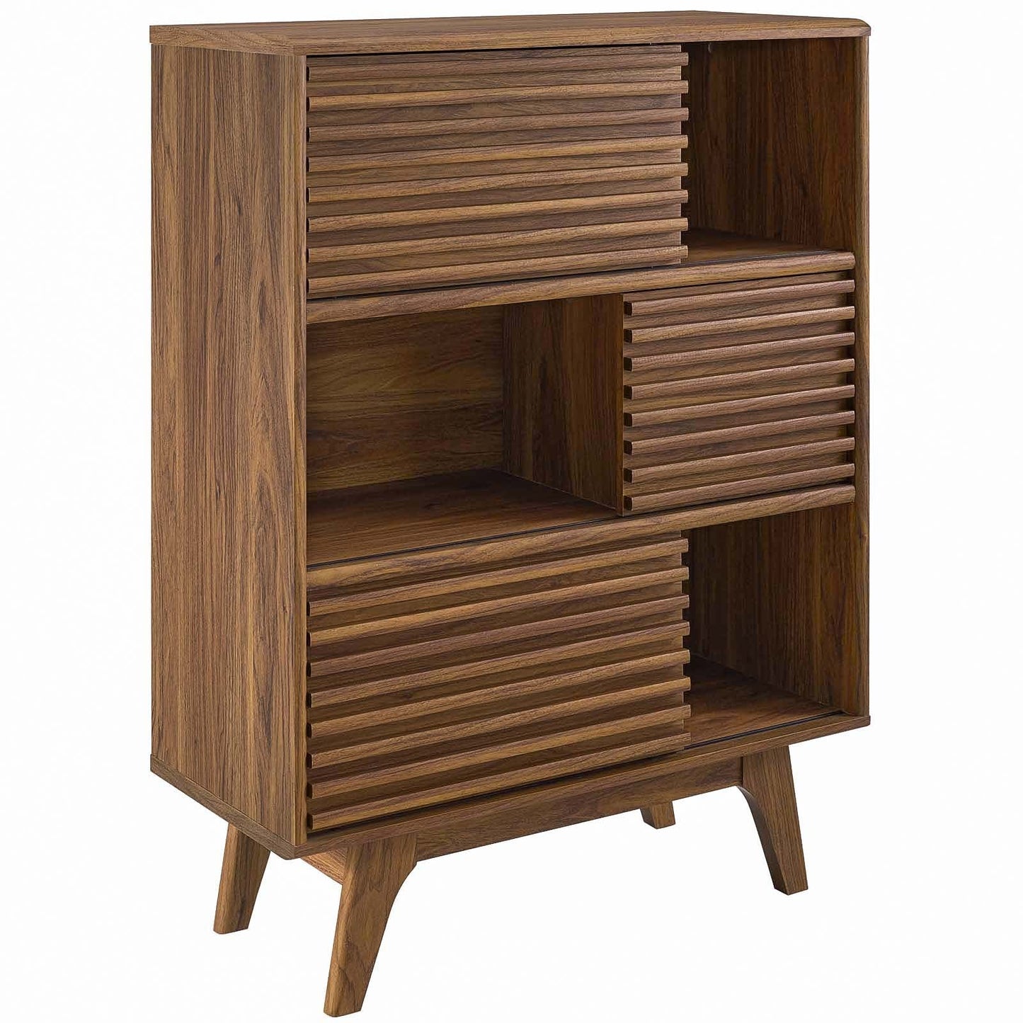 Render Three-Tier Display Storage Cabinet Stand Walnut EEI-3343-WAL