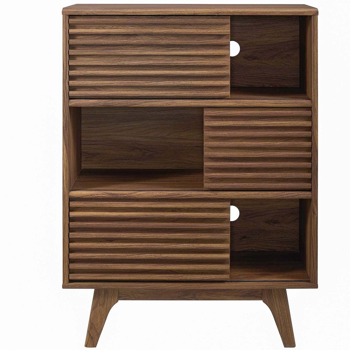 Render Three-Tier Display Storage Cabinet Stand Walnut EEI-3343-WAL