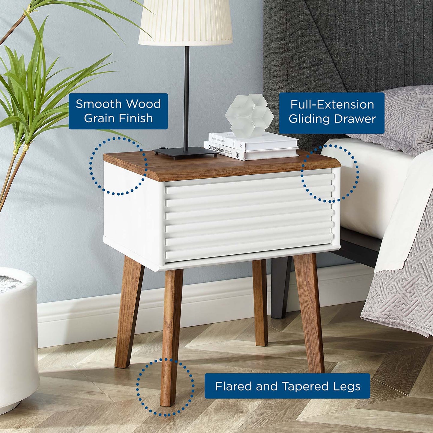 Render End Table Walnut White EEI-3345-WAL-WHI