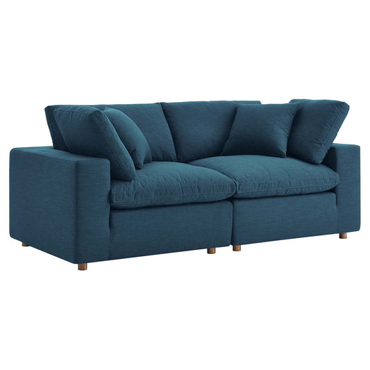 Commix Down Filled Overstuffed 2 Piece Sectional Sofa Set Azure EEI-3354-AZU