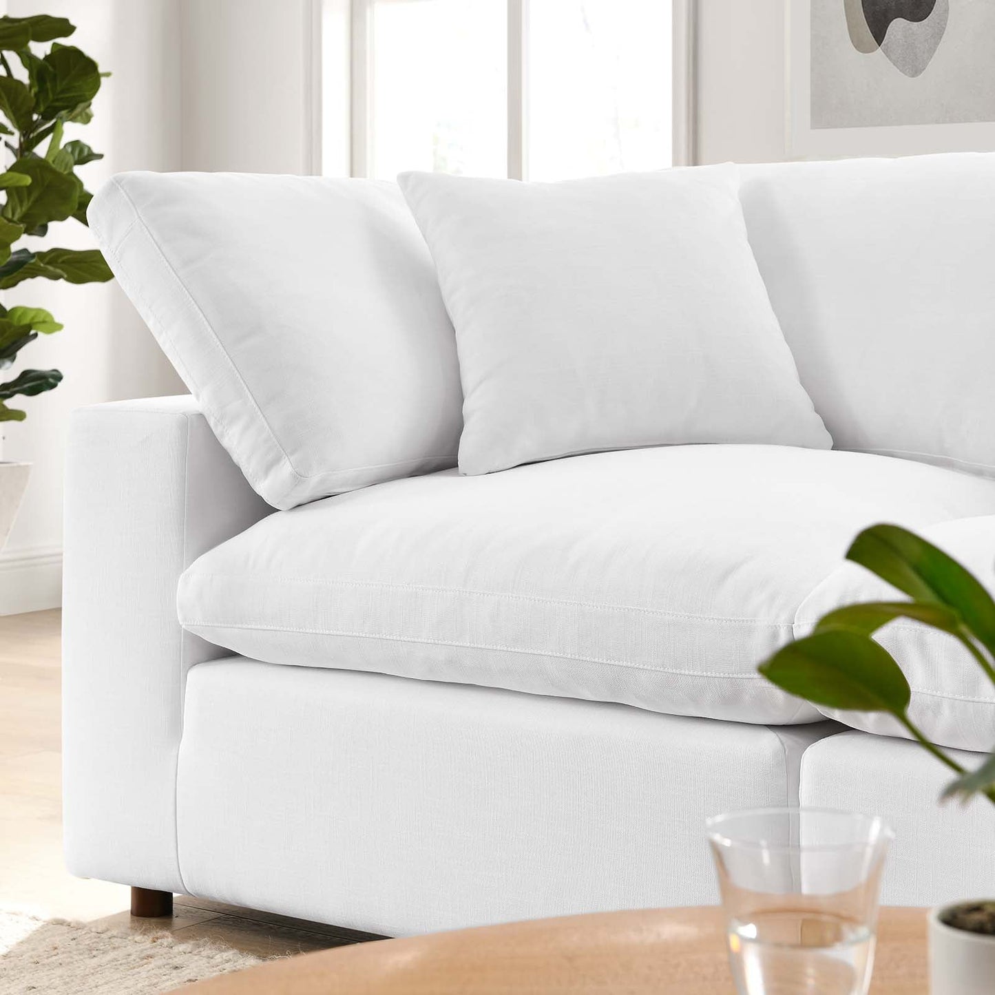 Commix Down Filled Overstuffed 2 Piece Sectional Sofa Set Pure White EEI-3354-PUW