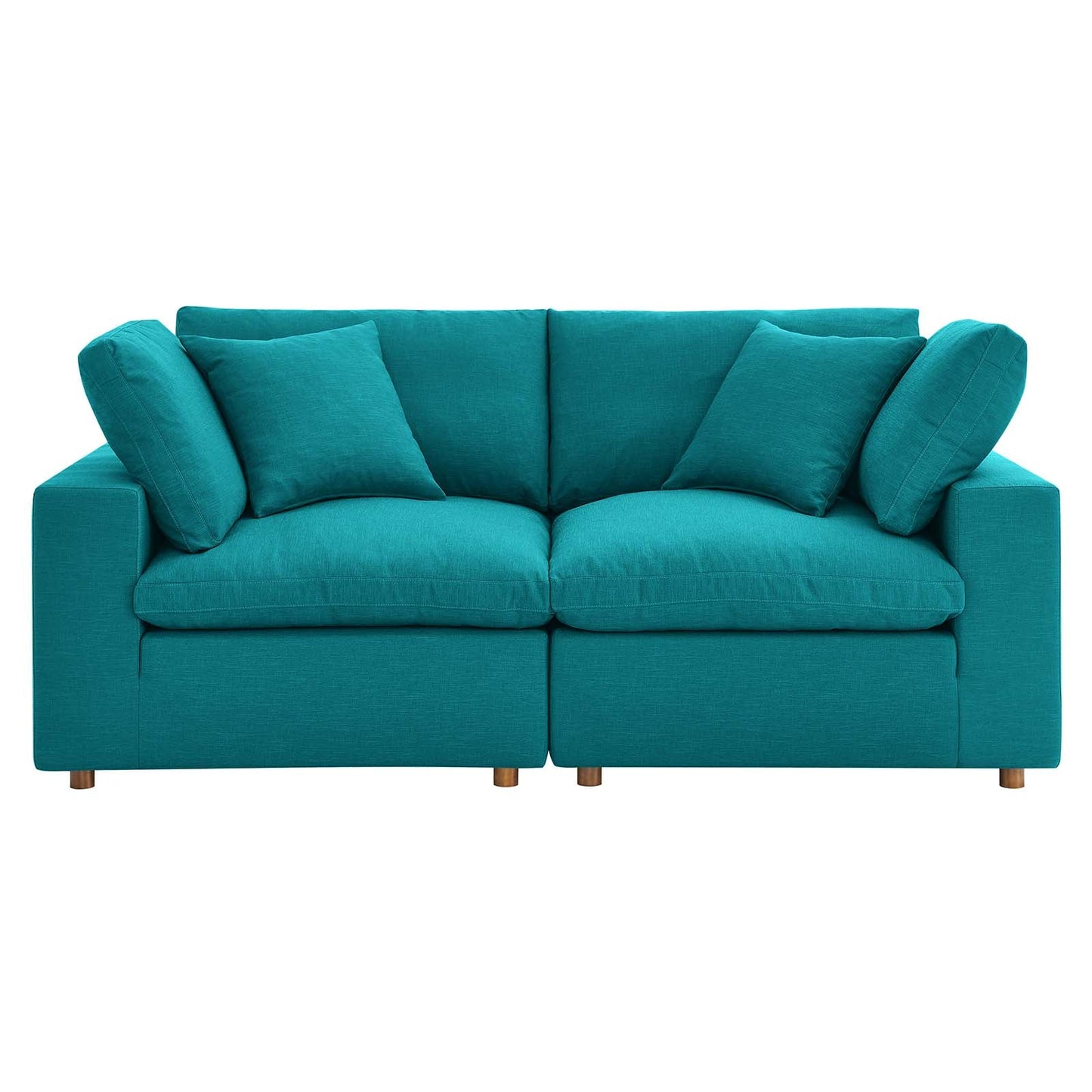 Commix Down Filled Overstuffed 2 Piece Sectional Sofa Set Teal EEI-3354-TEA