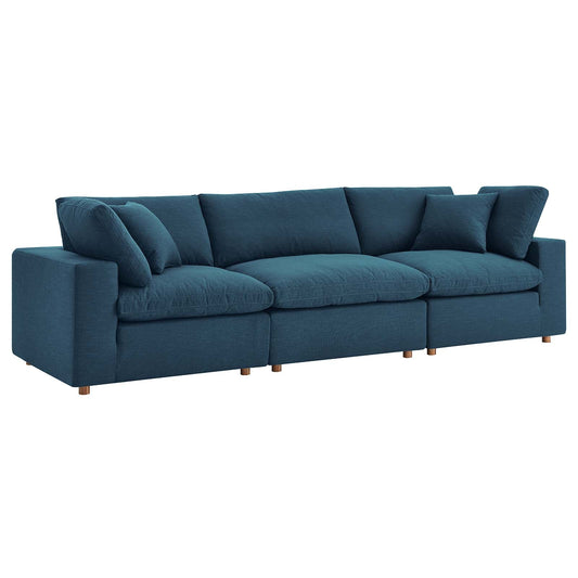 Commix Down Filled Overstuffed 3 Piece Sectional Sofa Set Azure EEI-3355-AZU