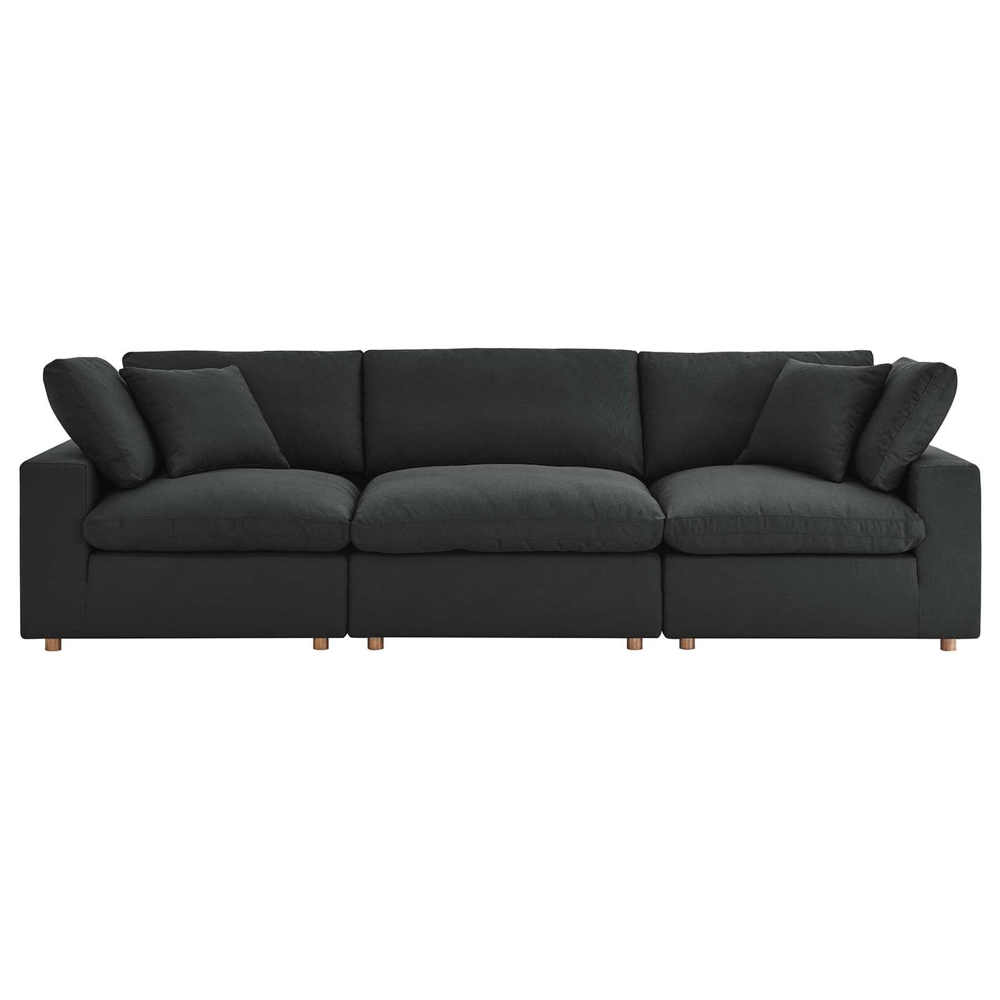 Commix Down Filled Overstuffed 3 Piece Sectional Sofa Set Black EEI-3355-BLK