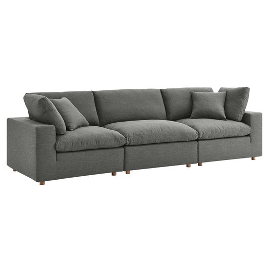 Commix Down Filled Overstuffed 3 Piece Sectional Sofa Set Gray EEI-3355-GRY