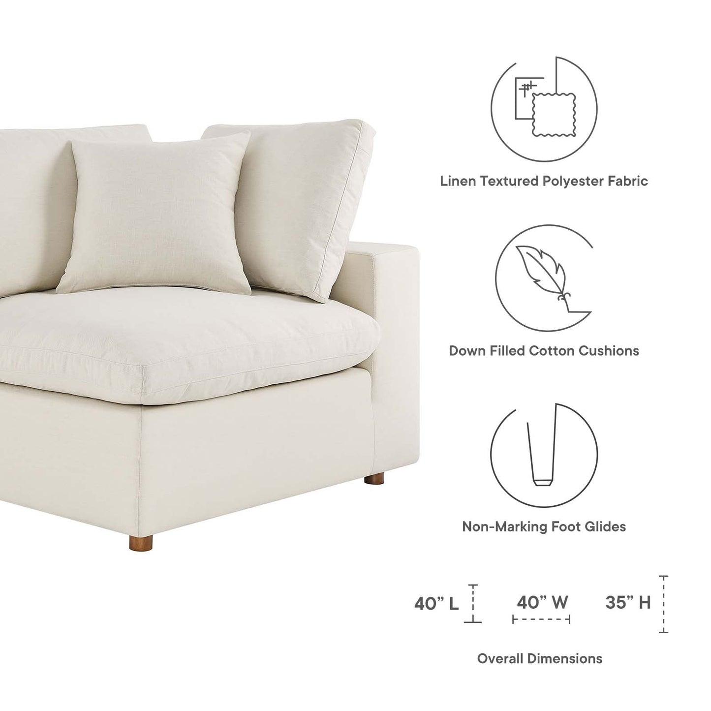 Commix Down Filled Overstuffed 3 Piece Sectional Sofa Set Light Beige EEI-3355-LBG