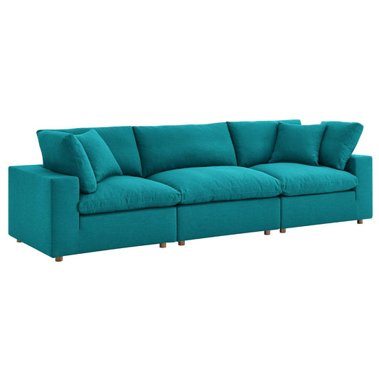 Commix Down Filled Overstuffed 3 Piece Sectional Sofa Set Teal EEI-3355-TEA