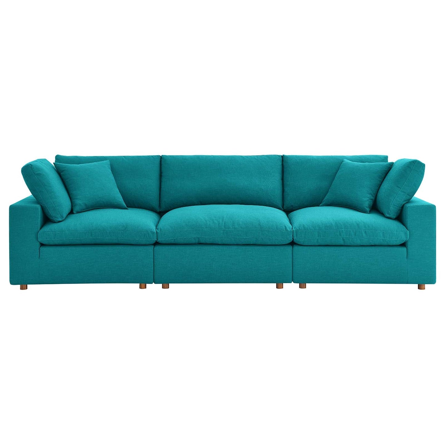 Commix Down Filled Overstuffed 3 Piece Sectional Sofa Set Teal EEI-3355-TEA