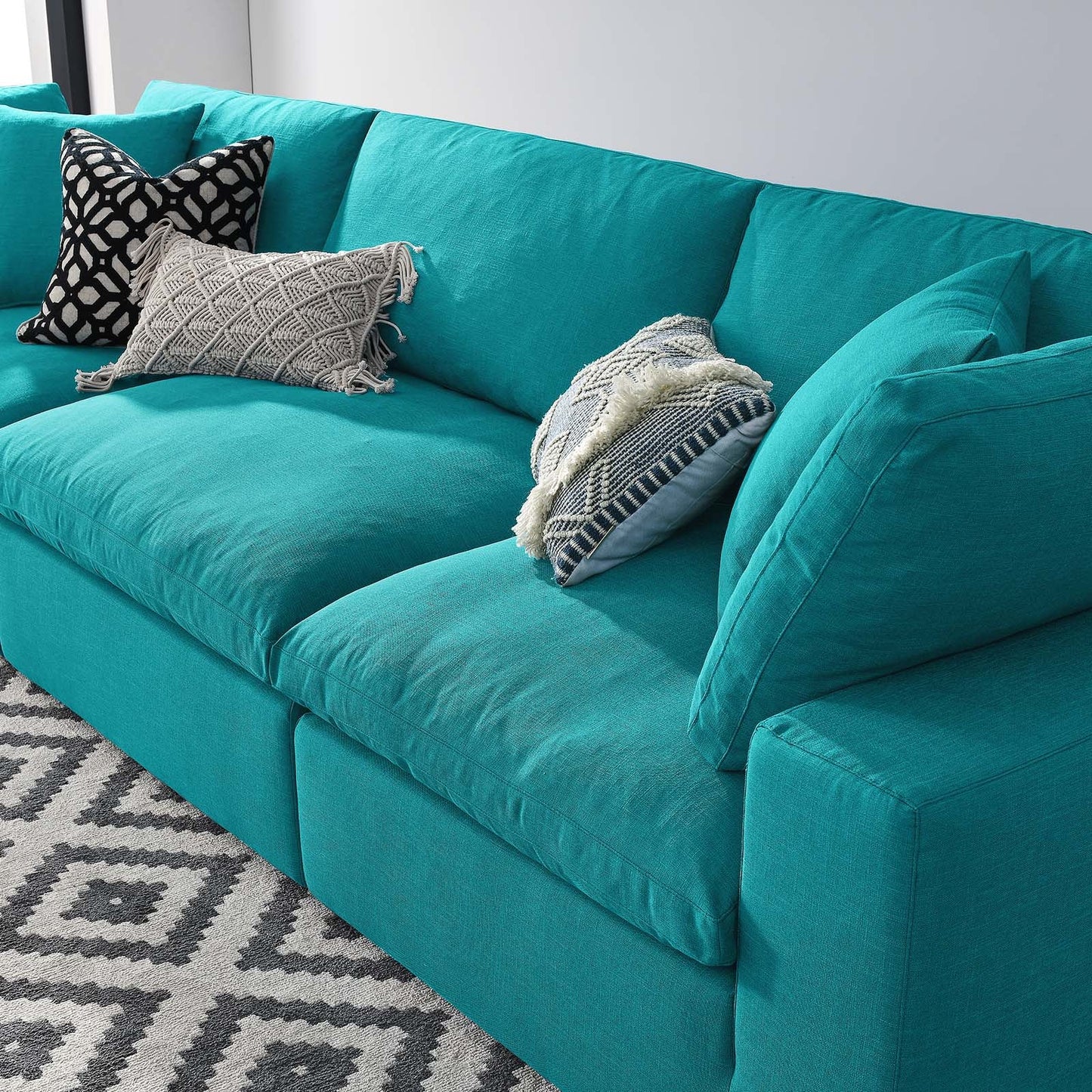 Commix Down Filled Overstuffed 3 Piece Sectional Sofa Set Teal EEI-3355-TEA