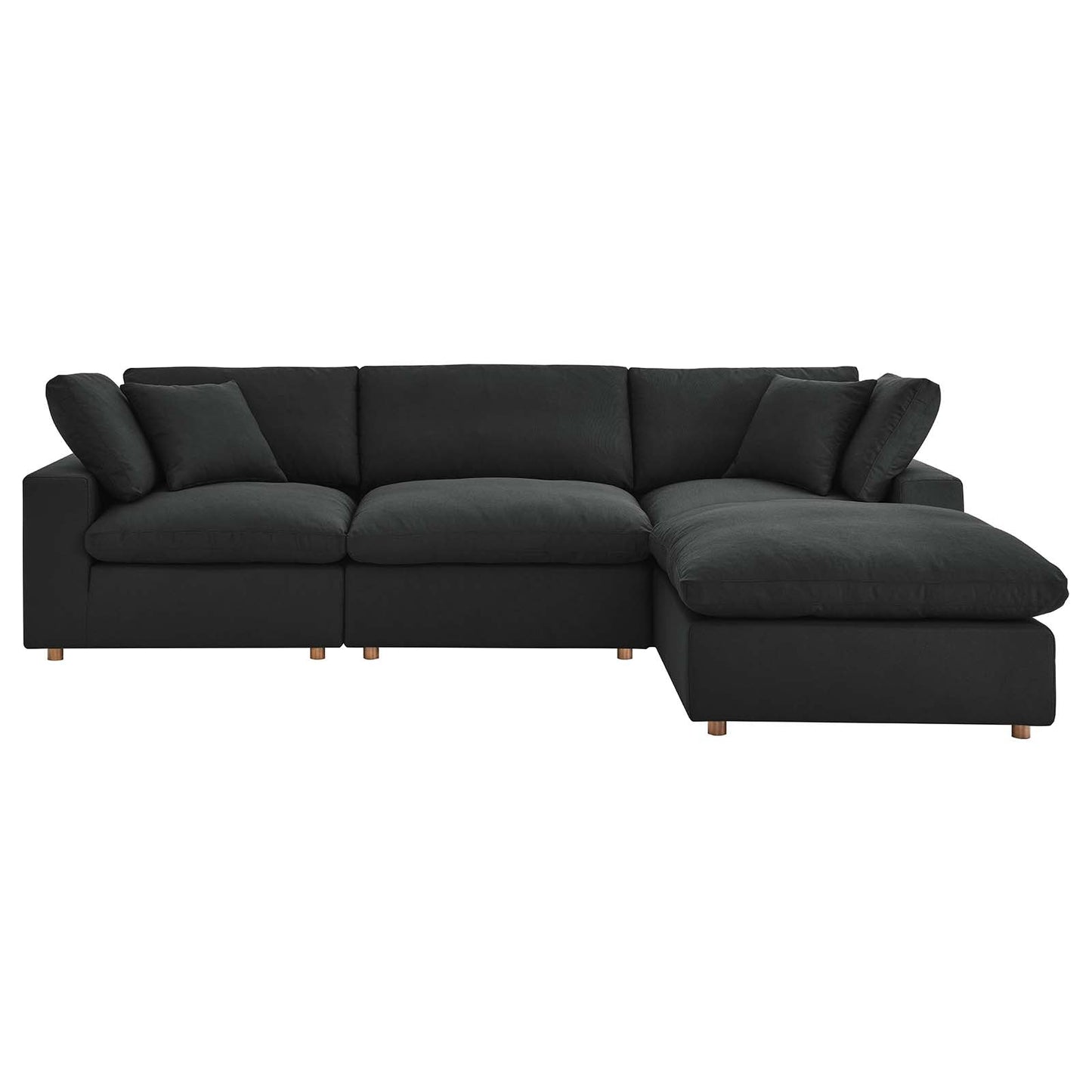 Commix Down Filled Overstuffed 4 Piece Sectional Sofa Set Black EEI-3356-BLK