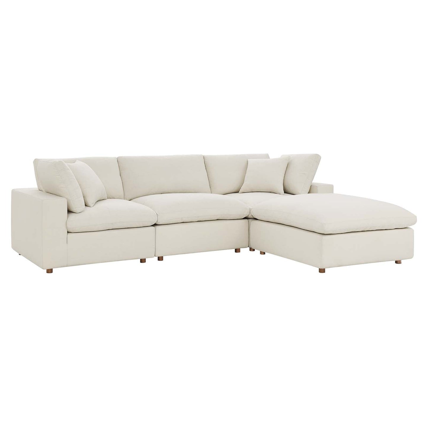 Commix Down Filled Overstuffed 4 Piece Sectional Sofa Set Light Beige EEI-3356-LBG