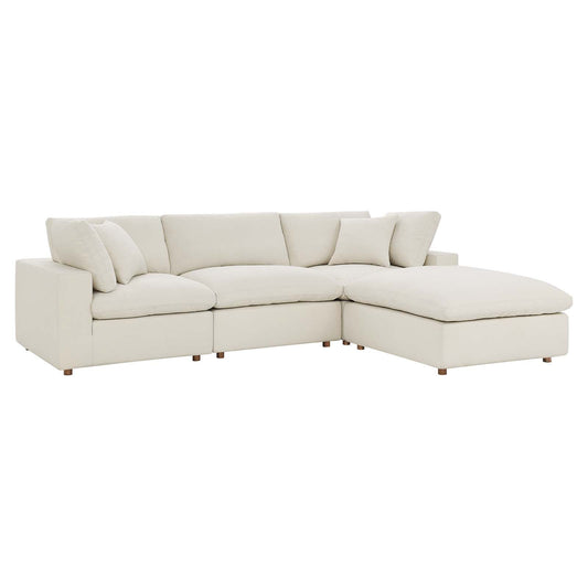 Commix Down Filled Overstuffed 4 Piece Sectional Sofa Set Light Beige EEI-3356-LBG