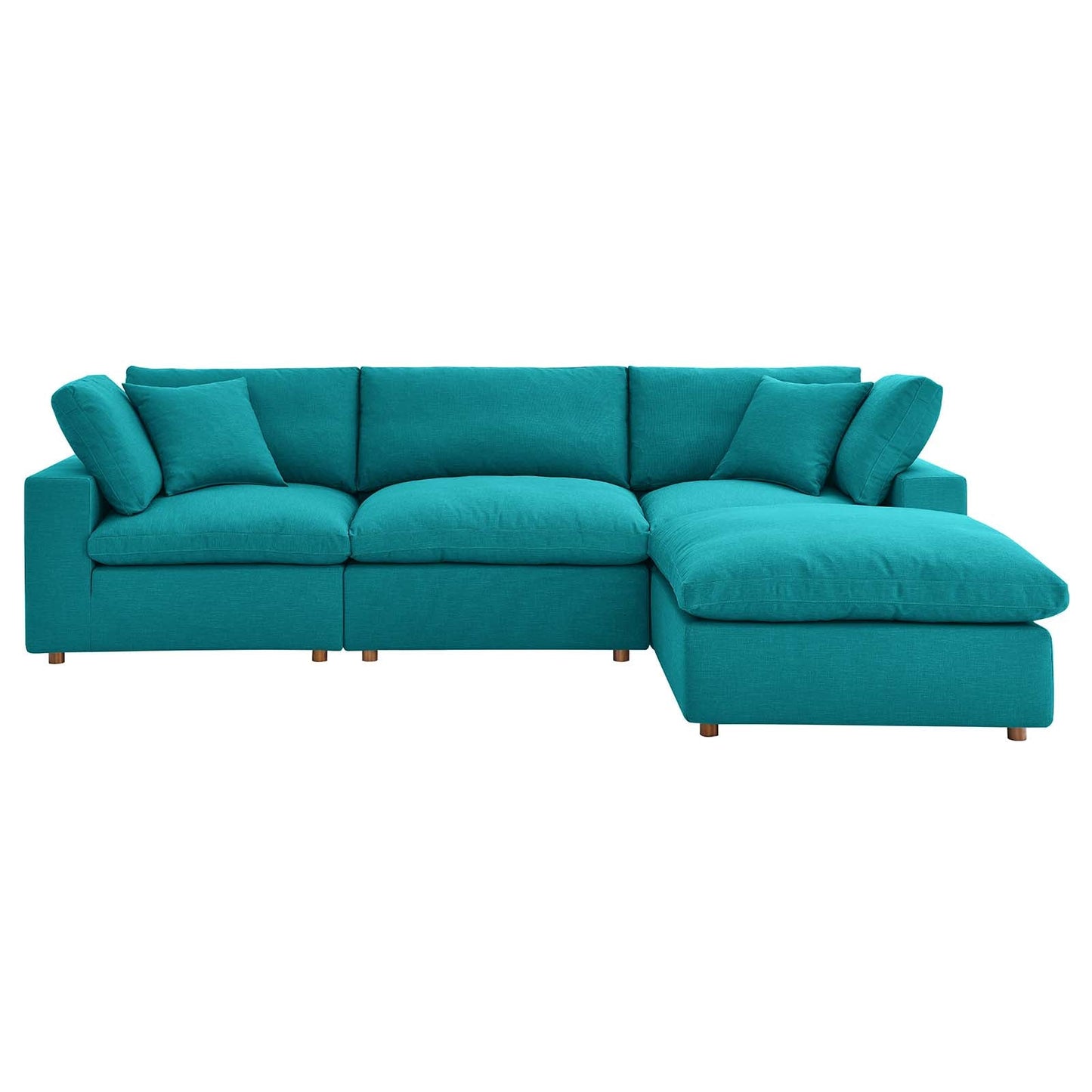 Commix Down Filled Overstuffed 4 Piece Sectional Sofa Set Teal EEI-3356-TEA