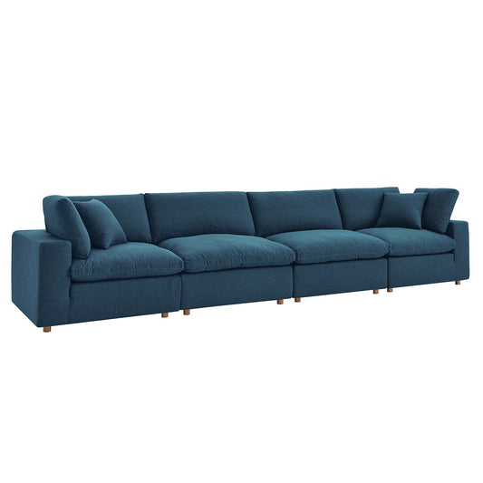 Commix Down Filled Overstuffed 4 Piece Sectional Sofa Set Azure EEI-3357-AZU