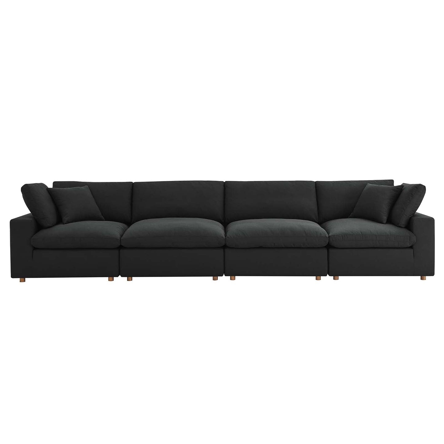 Commix Down Filled Overstuffed 4 Piece Sectional Sofa Set Black EEI-3357-BLK