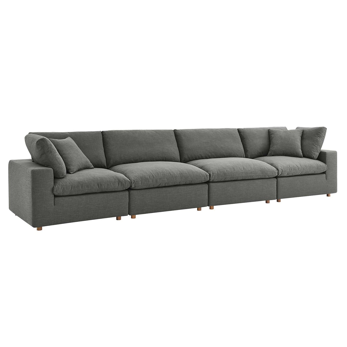 Commix Down Filled Overstuffed 4 Piece Sectional Sofa Set Gray EEI-3357-GRY