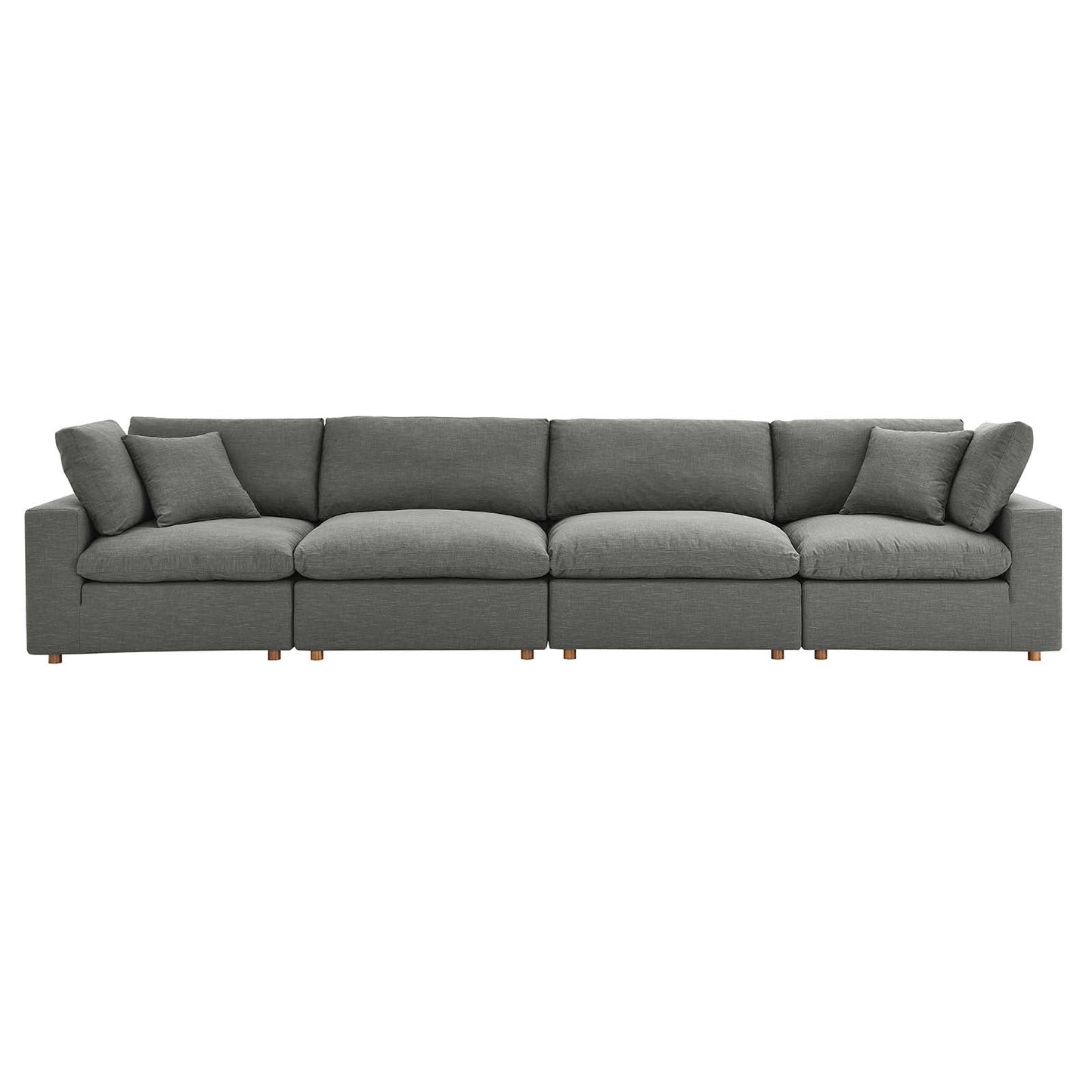 Commix Down Filled Overstuffed 4 Piece Sectional Sofa Set Gray EEI-3357-GRY