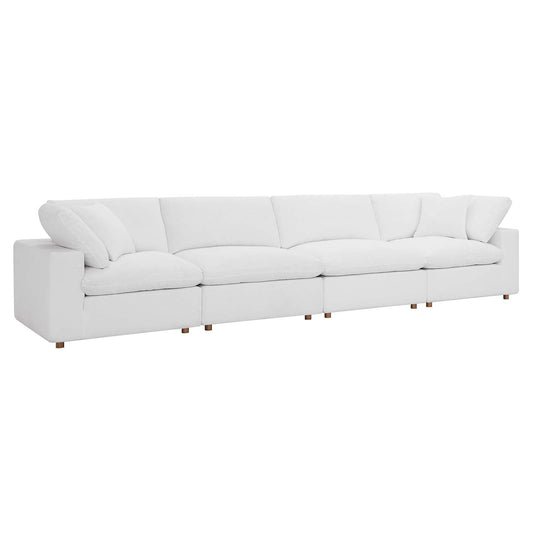 Commix Down Filled Overstuffed 4 Piece Sectional Sofa Set Pure White EEI-3357-PUW