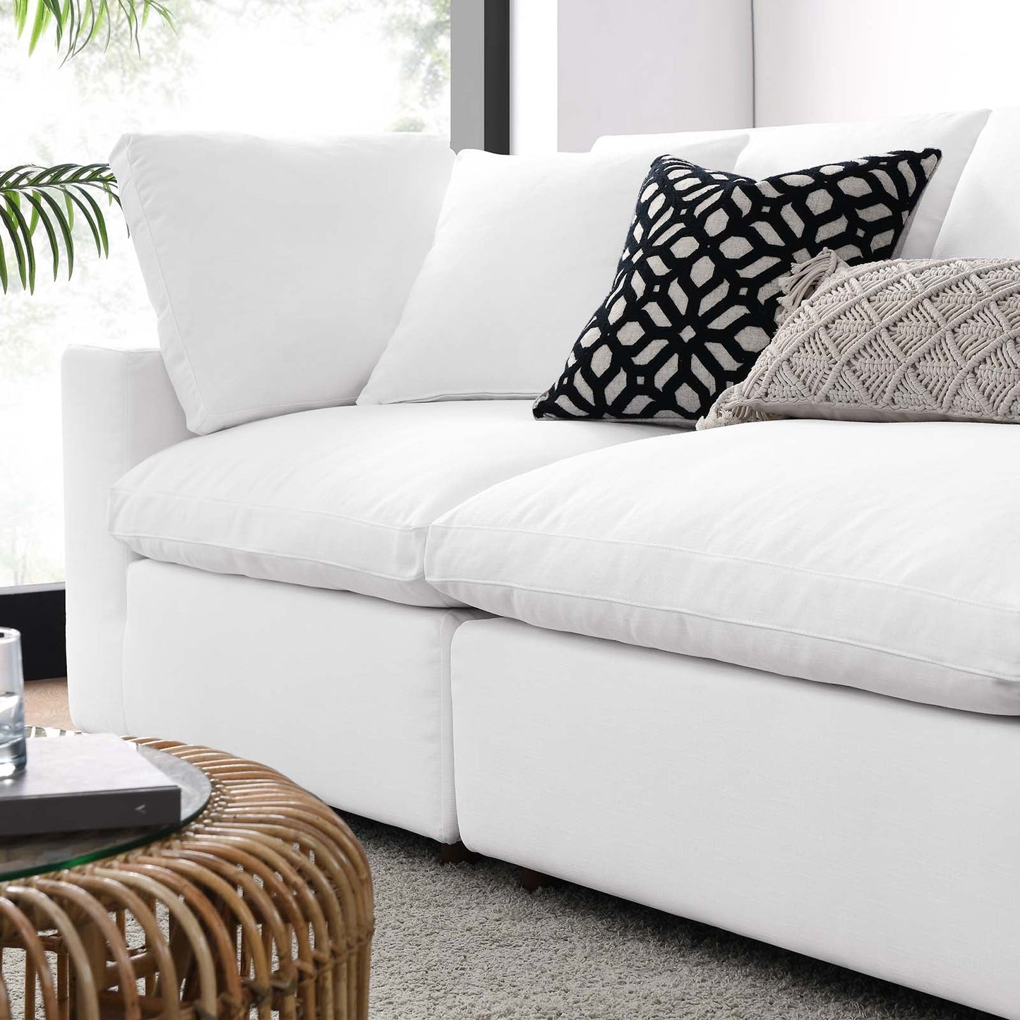 Commix Down Filled Overstuffed 4 Piece Sectional Sofa Set Pure White EEI-3357-PUW