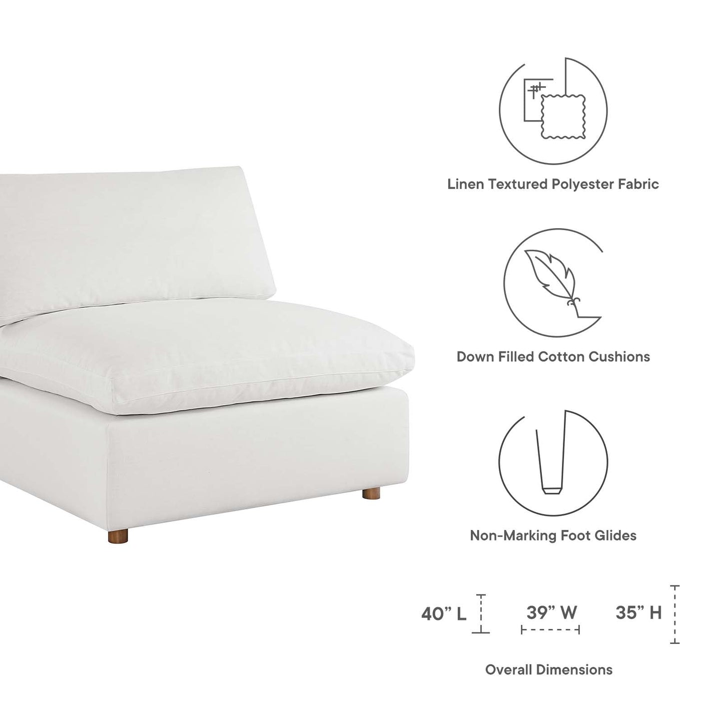 Commix Down Filled Overstuffed 4 Piece Sectional Sofa Set Pure White EEI-3357-PUW