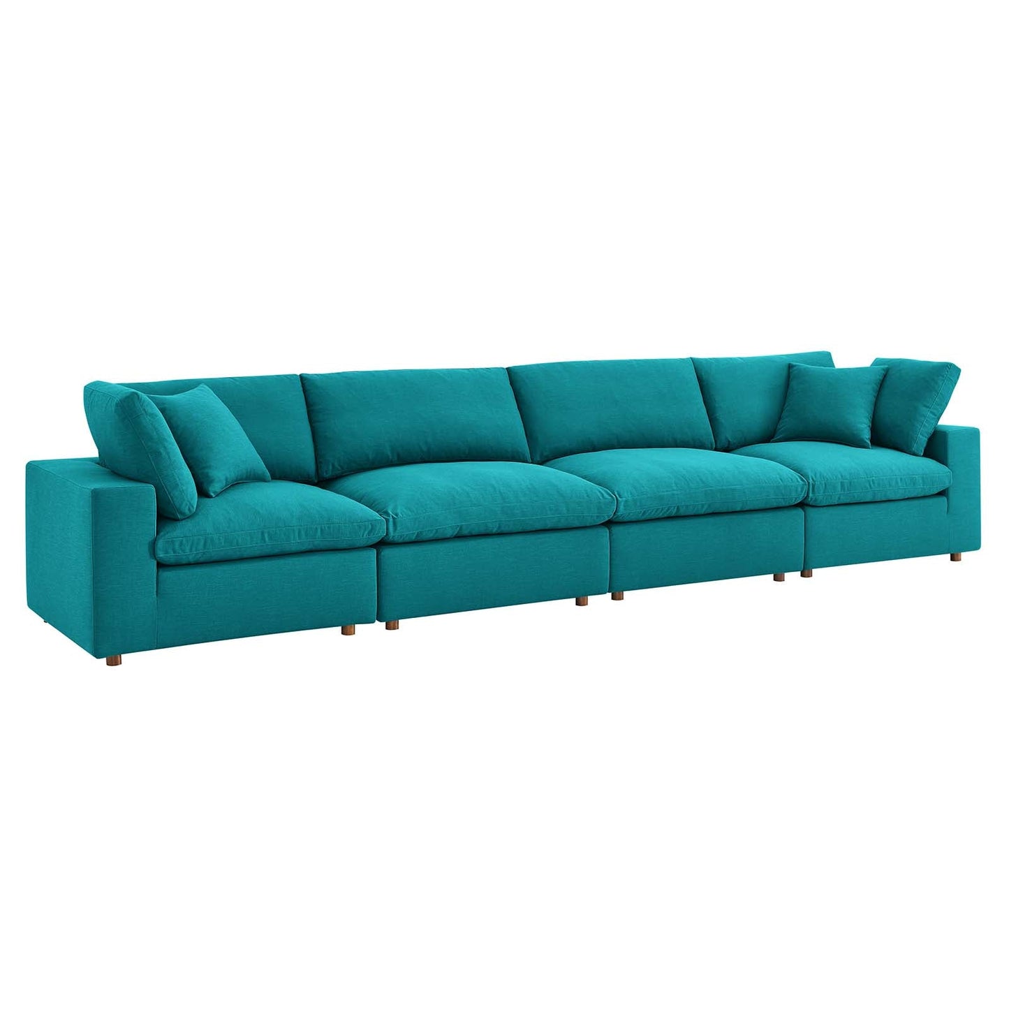 Commix Down Filled Overstuffed 4 Piece Sectional Sofa Set Teal EEI-3357-TEA