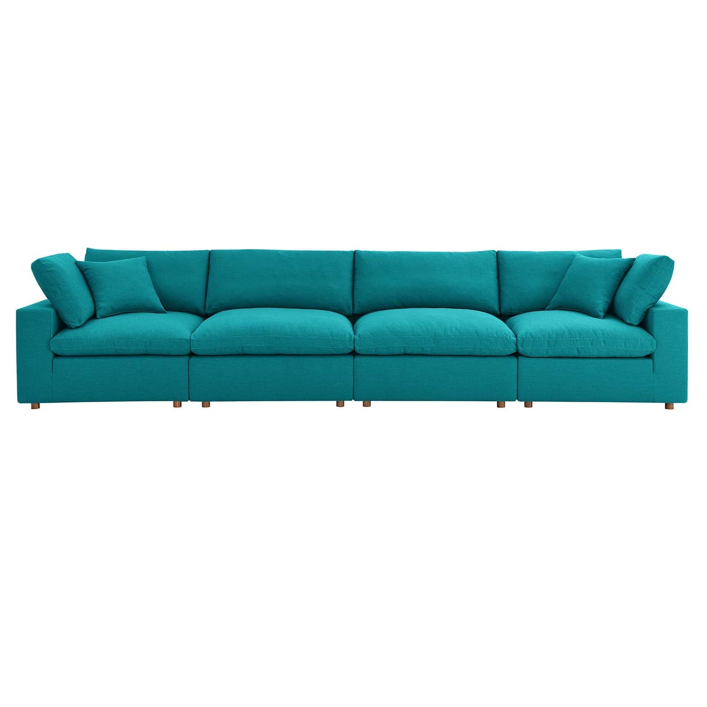 Commix Down Filled Overstuffed 4 Piece Sectional Sofa Set Teal EEI-3357-TEA