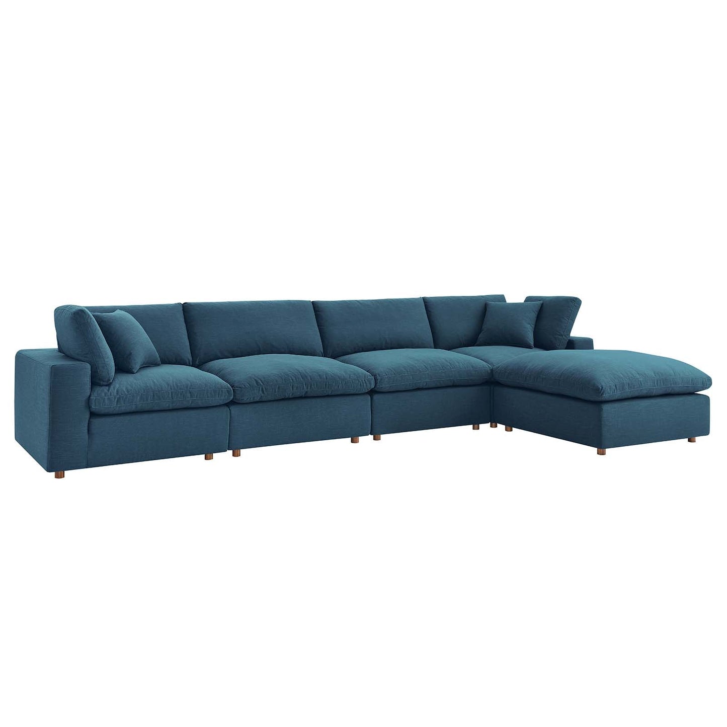 Commix Down Filled Overstuffed 5 Piece Sectional Sofa Set Azure EEI-3358-AZU