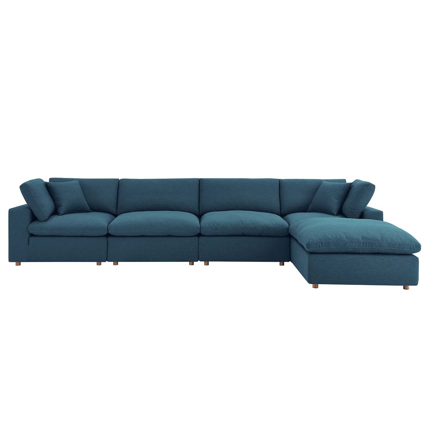 Commix Down Filled Overstuffed 5 Piece Sectional Sofa Set Azure EEI-3358-AZU