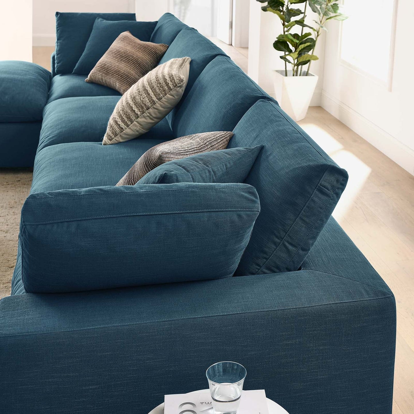 Commix Down Filled Overstuffed 5 Piece Sectional Sofa Set Azure EEI-3358-AZU