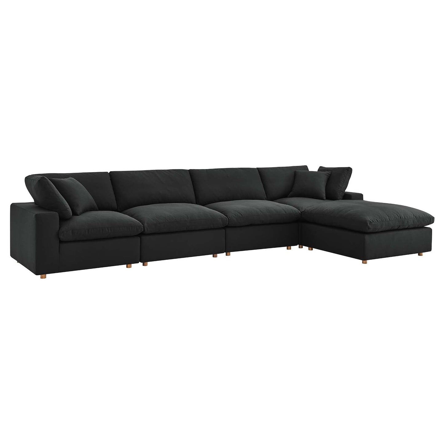 Commix Down Filled Overstuffed 5 Piece Sectional Sofa Set Black EEI-3358-BLK