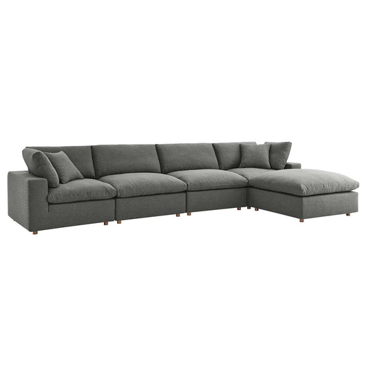 Commix Down Filled Overstuffed 5 Piece Sectional Sofa Set Gray EEI-3358-GRY