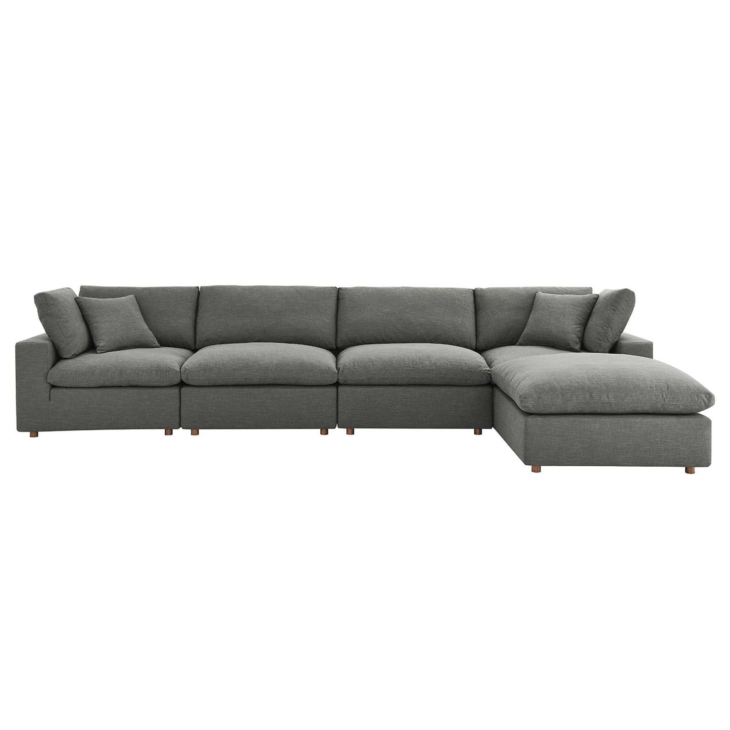 Commix Down Filled Overstuffed 5 Piece Sectional Sofa Set Gray EEI-3358-GRY