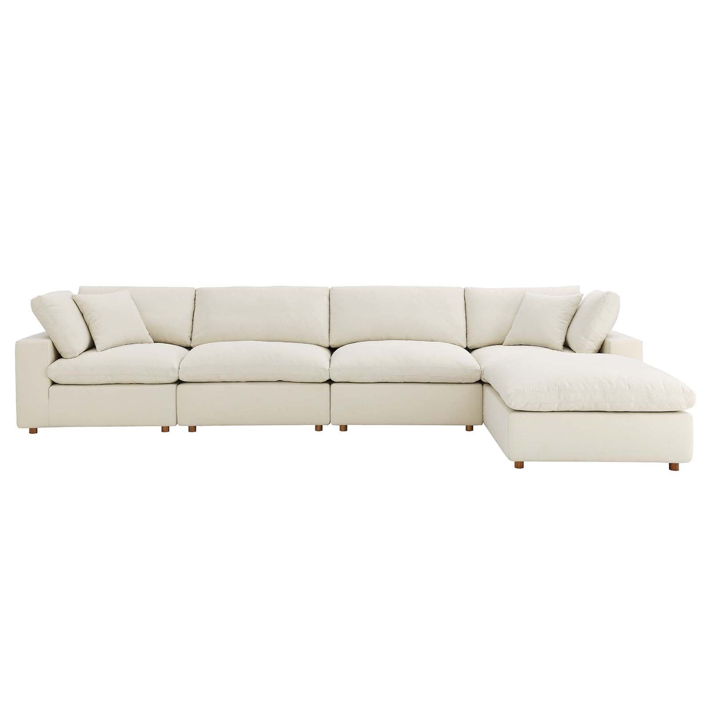 Commix Down Filled Overstuffed 5 Piece Sectional Sofa Set Light Beige EEI-3358-LBG